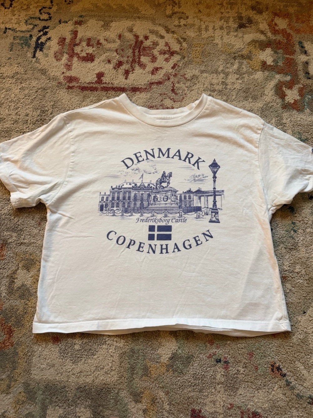 Denmark Copenhagen Graphic Tee - White with Blue Print